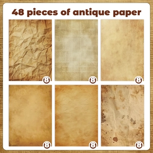 Detail view of 6 assorted vintage style craft paper textures for DIY scrapbooking