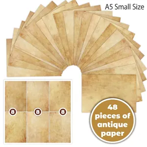 Detailed set of 48 sheets A5 size antique vintage paper with distressed texture