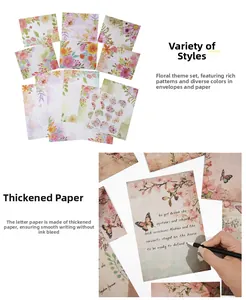 Close-up of thick floral stationery paper showing smooth ink-resistant texture while writing