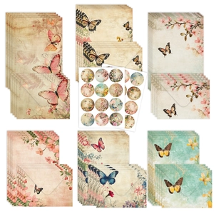 Vintage Floral Butterfly Letter Paper And Envelope Kit Romantic Writing Stationery For Gift Graduation Party Wedding
