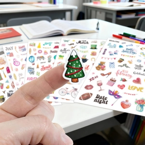 Planner stickers set with 263 cartoon holiday themes and monthly labels for journals