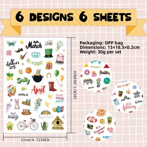 Set of 263 cartoon planner stickers with monthly and holiday themes, 12x18cm size