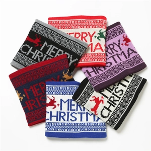 Christmas Neck Warmer Scarf Knit Fleece Lined Warm Winter Reindeer Lettering Jacquard For Men Women