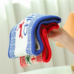 Winter knitted Christmas neck gaiters with Nordic reindeer pattern and warm fleece lining