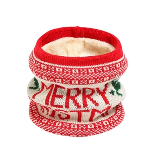 Winter knitted Christmas neck warmer with Merry Christmas text and thick fleece lining