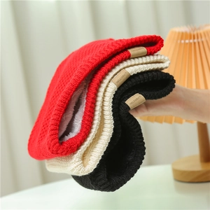 Winter thermal fleece-lined knit neck warmer available in red, white, and black colors