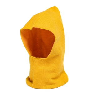 Cagoule balaclava tricotée jaune gingembre avec cache-cou intégré pour l'hiver