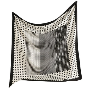 Modern black and white geometric pattern silk square scarf with woven textures