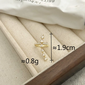 Close-up of gold-plated ear cuff with pear-cut cubic zirconia droplets, 1.9cm height