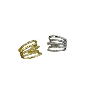 French style double layer gold and silver ear bone clip with sparkling crystals