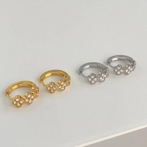 Sparkling zircon geometric hoop earrings in gold and silver finish for women