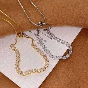 Adjustable sparkling zircon drawstring bracelets in gold and silver finish for women