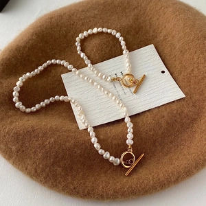Collier Bracelet En Perles D'Eau Douce Naturelles Baroques Plaqué Or Acier Inoxydable Fermoir OT Vintage Femmes