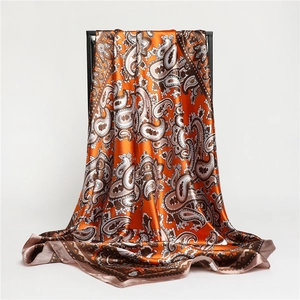 Paisley Quadratischer Schal Satin Satinnartig Kopftuch Großer Retro Muster Schal Halswickel Für Damen Elegant