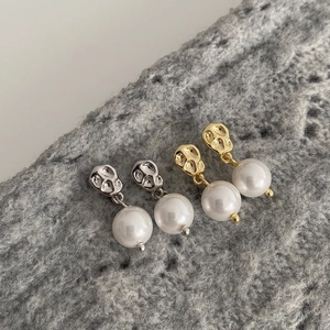 Boucles D'oreilles Pendantes Künstliche Perle Texture Irrégulière Plaqué Or Argent Avec Tige En Argent Sterling 925 Pour Femmes