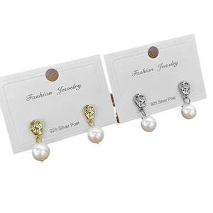 Boucles d'oreilles texturées or et argent avec perles et tiges en argent 925