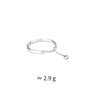 Detail view of a silver bead chain ring with weight tag showing 2.9g for women