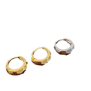 Minimalist geometric faceted hoop earrings in gold and silver finish for women