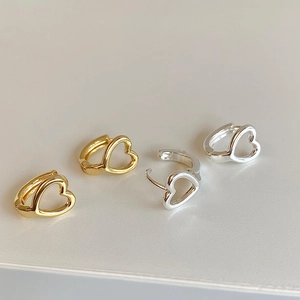 Orecchini a cerchio a cuore vuoto in oro e argento, set di gioielli eleganti da donna