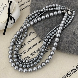 Collier De Künstliche Perles Grises Élégant Pour Femmes Minimaliste Lustre Métallique Choker Bijoux De Mode Accessoire Cadeau Style Polyvalent