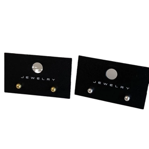 Minimalist round ball stud earrings set in polished gold and silver plating
