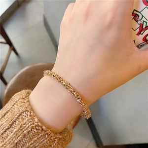 Elegant gold crushed textured bracelet for women, minimalist fashion jewelry for daily wear