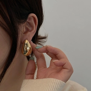 Elegant gold-plated teardrop earrings with a mirror-polished finish for modern fashion women
