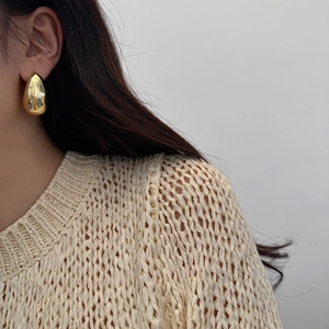 Polished gold teardrop earrings for women, minimalist fashion accessory for daily wear