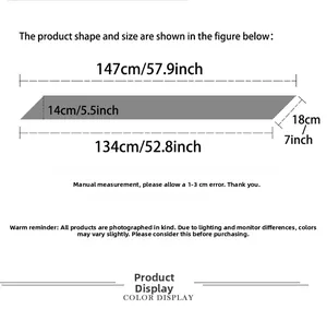 Tableau des tailles détaillé indiquant les dimensions de l'écharpe longue en soie synthétique