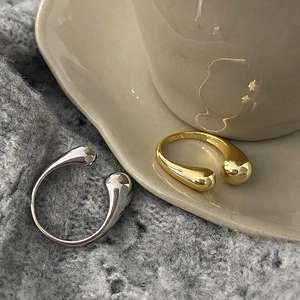 Minimalist Copper Open Ring Teardrop Drop Shape Adjustable Polished Gold Silver Plated Jewelry For Women Chic Trendy