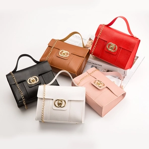Women Fashion PU Leather Animal Pattern Small Square Bag With Gold Double Ring Lock Metal Chain Strap Top Handle Shoulder Crossbody Handbag