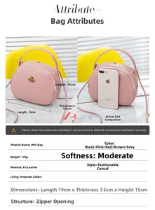Mini sac bandoulière rose en cuir PU avec détail abeille et comparaison de taille