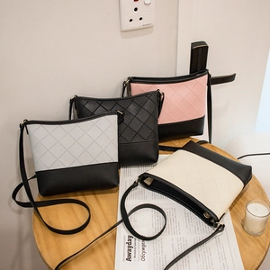 Sac Seau En Cuir PU Matelassé Femmes Sac À Épaule Bandoulière Contrasté Sac À Main Mode Casual