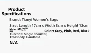 Detailed size guide and material specifications for this PU leather crossbody handbag