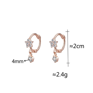 Details zu 2cm Roségold Stern-Creolen mit 4mm Zirkonia Abmessungen und Gewicht