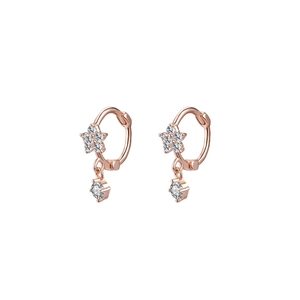 Elegante Creolen in Roségold mit Zirkonia-Sternen und funkelnden Blumenanhängern