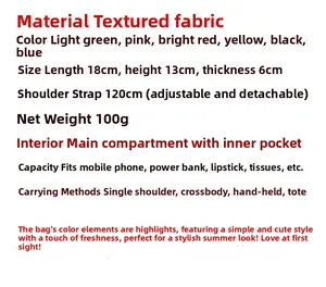Detailed size specifications for women's crossbody bag measuring 18x13x6 cm with strap