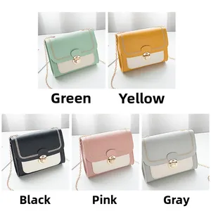Detailed grid showing multi-color patchwork crossbody bags with metal rotating locks