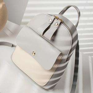 Kleiner multifunktionaler Rucksack in Hellgrau und Creme mit goldener Schnalle