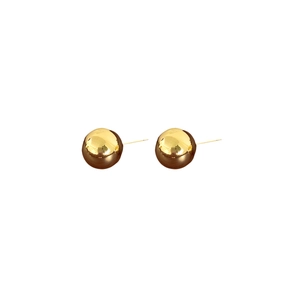 Minimalist gold-plated spherical stud earrings with a high-polished mirror finish