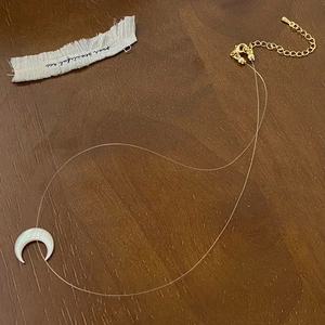 Crescent Moon Pendant Necklace And Hoop Earrings Jewelry Set Shell Mother Of Artificial Pearl Minimalist Invisible Nylon Thread For Women