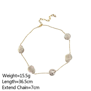 Baroque freshwater pearl necklace specifications: 36.5cm length with 7cm extension chain