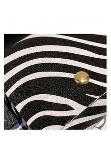 Detailed close-up of zebra print waist bag featuring lychee texture and gold metal buckle