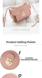 Pink lychee texture crossbody bag featuring light gold metal clasp and premium stitching