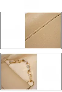 Détails de la texture en cuir PU beige et de la chaîne élégante en résine effet marbre