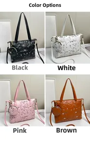 Quilted floral tote bag available in four colors including matching mini coin pouches
