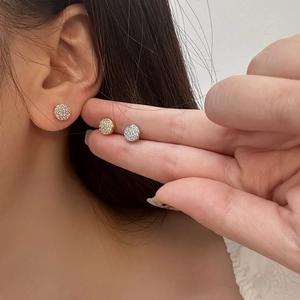 Sparkling micro-pave zircon stud earrings for women in gold, silver and rose gold finishes