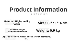Detailed technical specifications and dimensions for the summer woven crossbody camera bag
