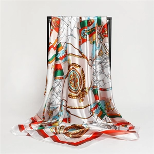 Detailed view of nautical silk scarf with compass and anchor patterns on white background