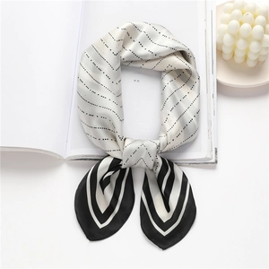 Women Fashion Stripe Polka Dot Satin Square Scarf Elegant Small Neck Scarf Professional Office Suit Decoration Handkerchief